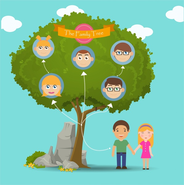 597x600 Family Tree Infographic Illustration Face Icons Free Vector