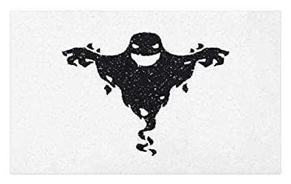 425x269 Lunarable Scary Doormat, Halloween Theme Black Ghost