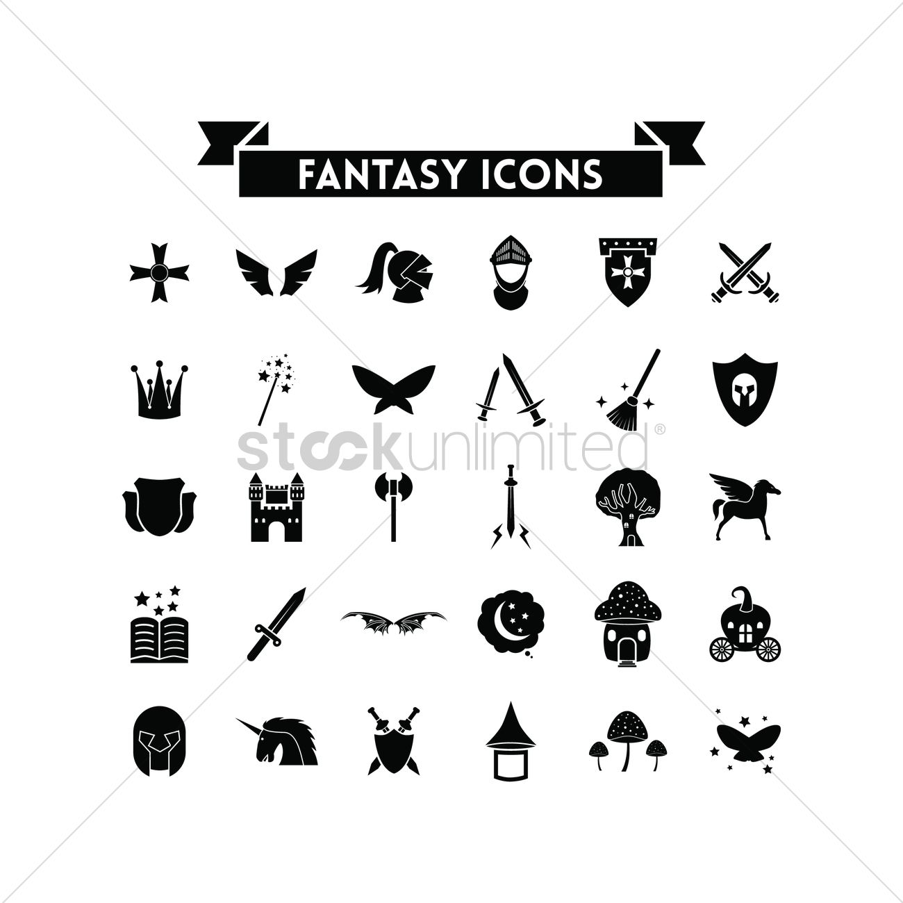 1300x1300 Set Of Fantasy Icons Vector Image