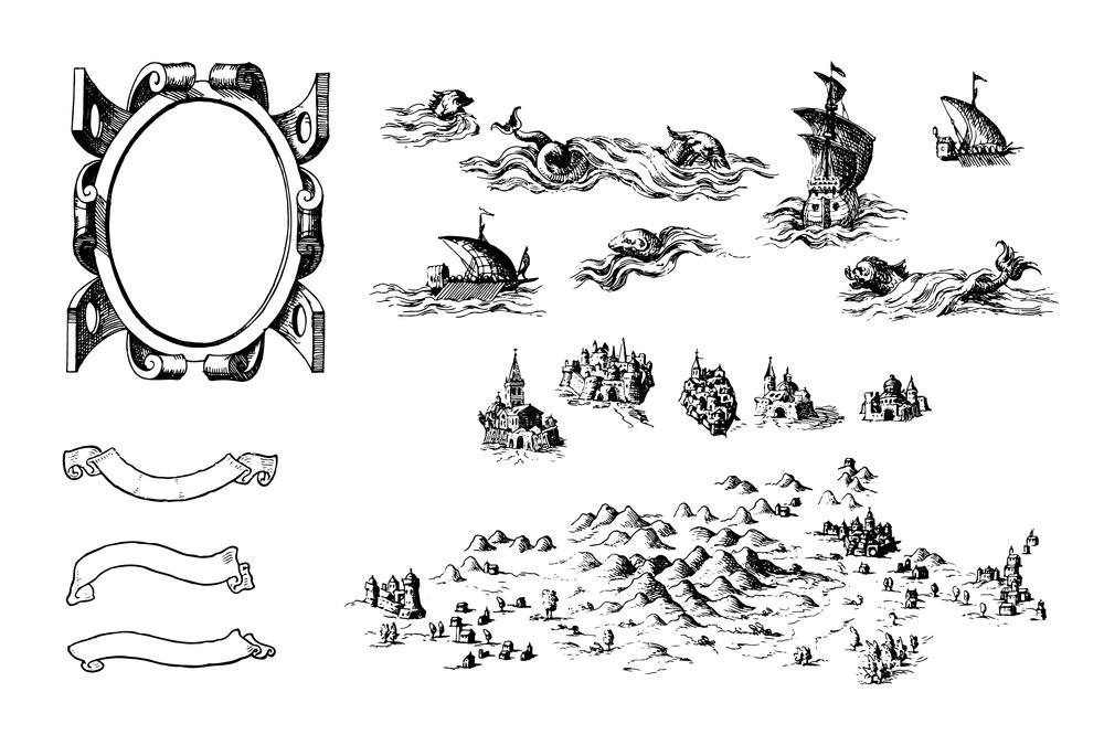 1000x666 Fantasy Map Symbol Set