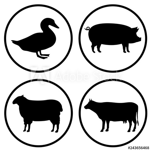 Farm Animals Icon Set Vector 498x500 Farm Animals Icon Set Vector