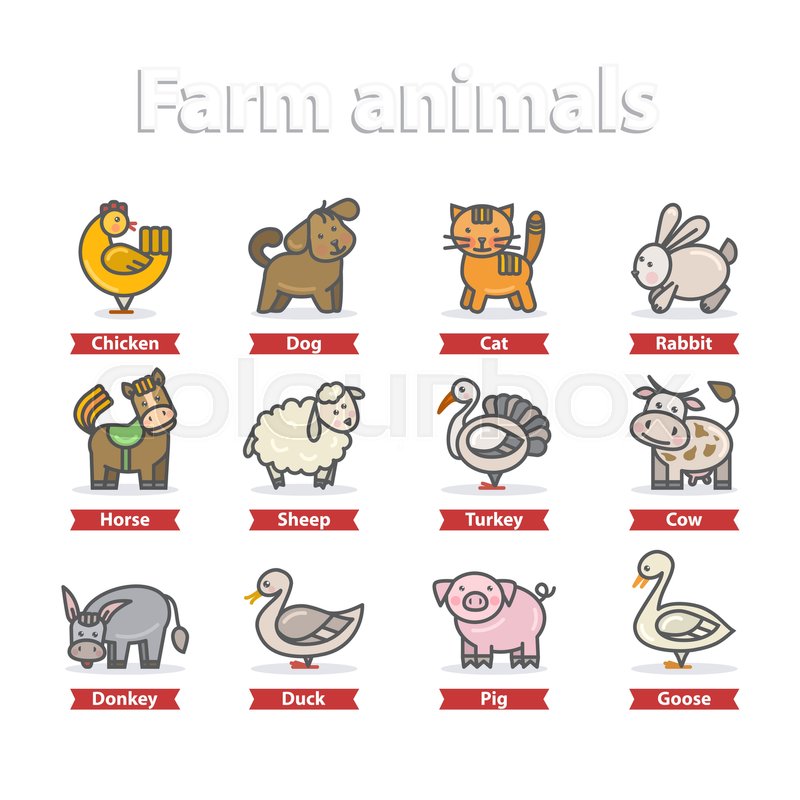 Farm Animal Icon Set Vector Stock Vector Colourbox 800x800 Farm Animal Icon Set Vector Stock Vector Colourbox