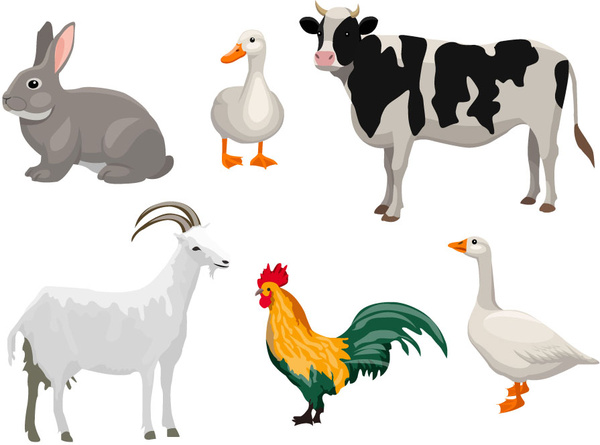 Farm Animals Decorative Icons Set Vector Illustration Free Vector 600x445 Farm Animals Decorative Icons Set Vector Illustration Free Vector