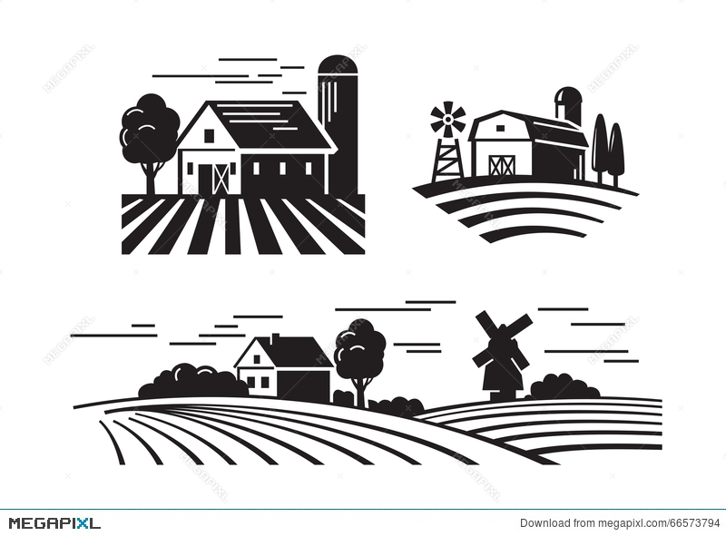 800x591 Flat Farm Icons Illustration