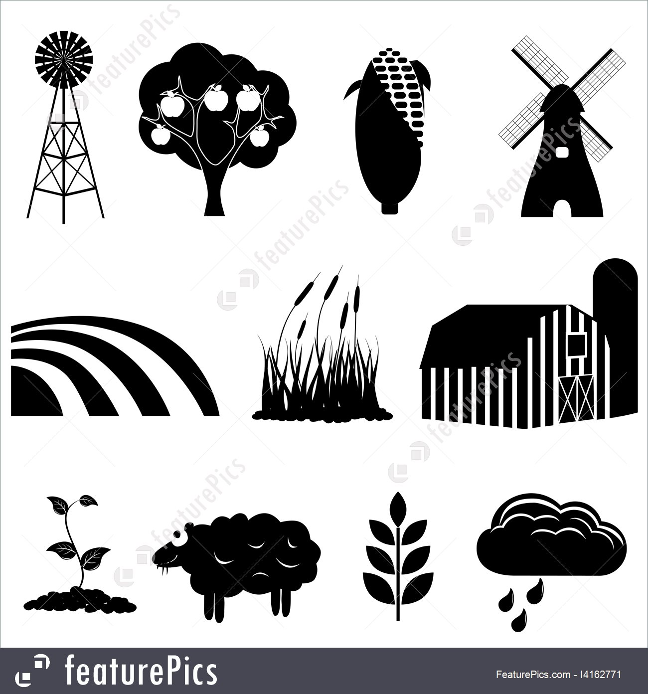 1300x1392 Illustration Of Farm And Agriculture Icons