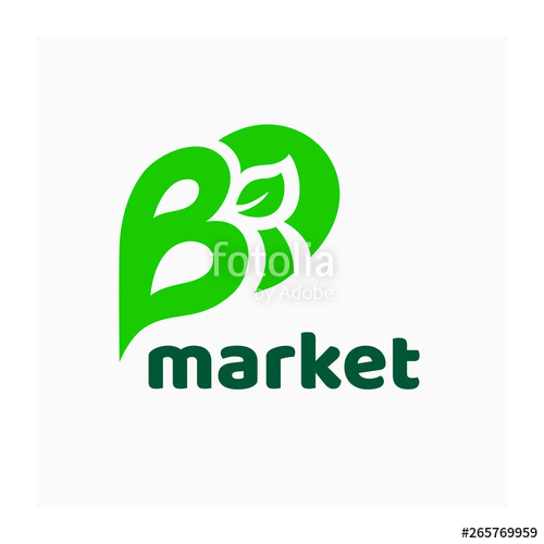 500x500 Bio Market Icon Logo For Organic Farmers Market Green Vector