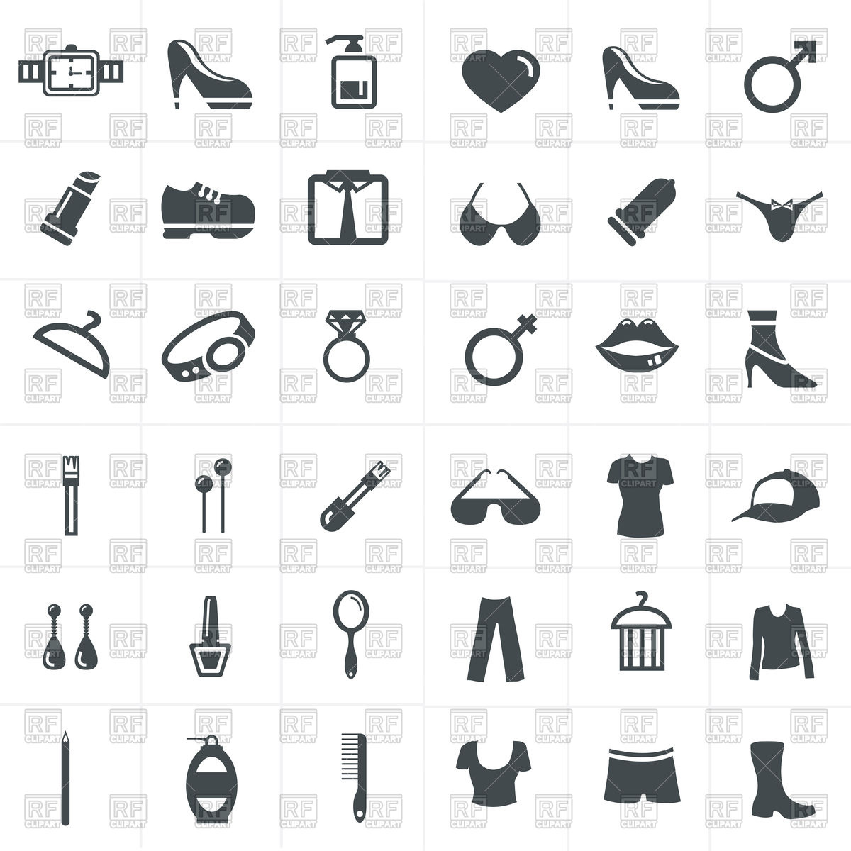 1200x1200 Beauty And Fashion Icons Vector Image Of Signs, Symbols, Maps