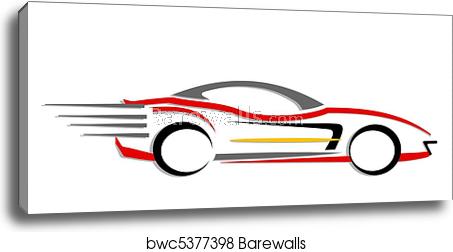 453x252 Fast Moving Car Icon, Canvas Print Barewalls Posters Prints