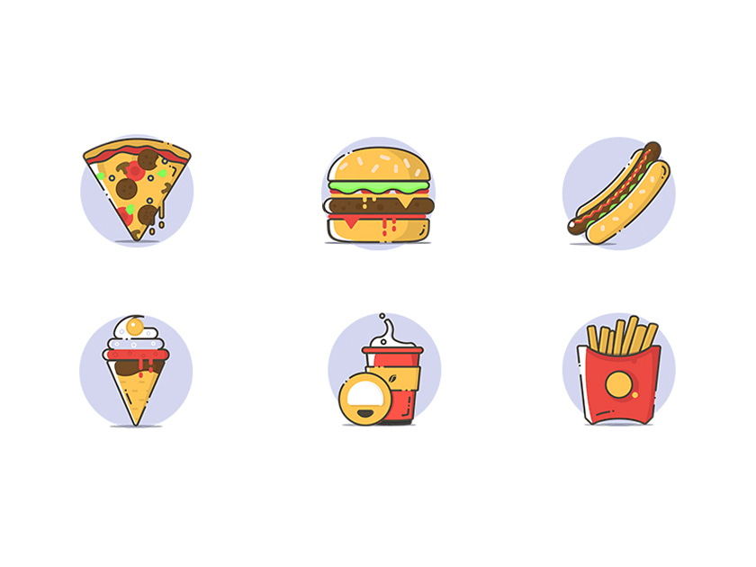 840x630 Fast Food Icons