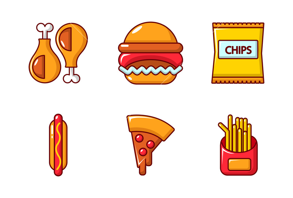 1000x675 Fast Food Icon Set Cartoon Set Of Fast Food Vector Icons For Web