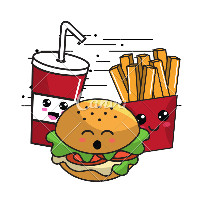 800x800 Kawaii Fast Food Icon Adorable Expression