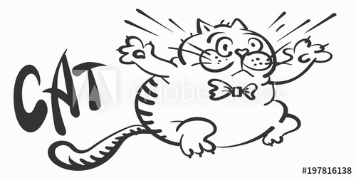500x250 Cute Cat, Drawing Doodle Cartoon Style Cartoon Black Icon