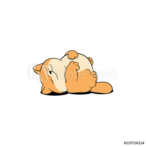 500x500 Lazy Cat Sleeping, Cute Fat Kitten Lying On Back Cartoon Icon