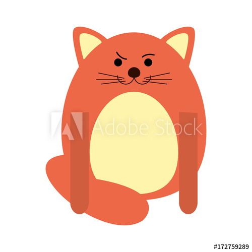 500x500 Fat Cat Cartoon Icon Image Vector Illustration Design
