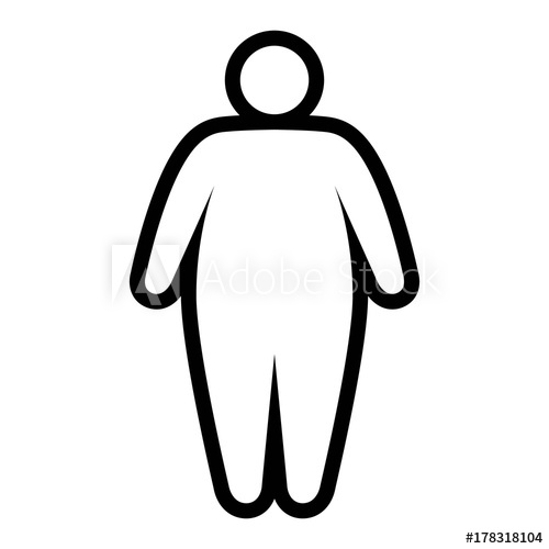 500x500 Fat Obese Person Facing Obesity Epidemic Line Art Vector Icon