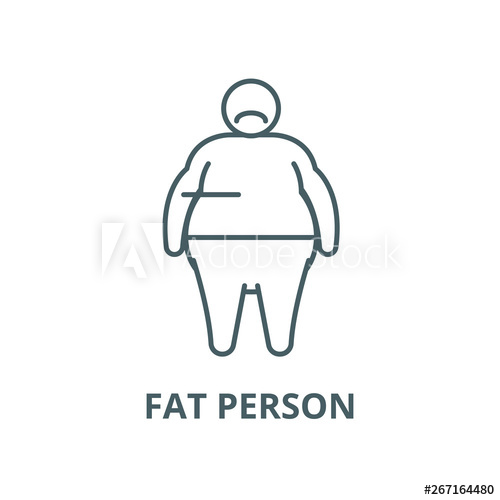 500x500 Fat Person Vector Line Icon, Outline Concept, Linear Sign