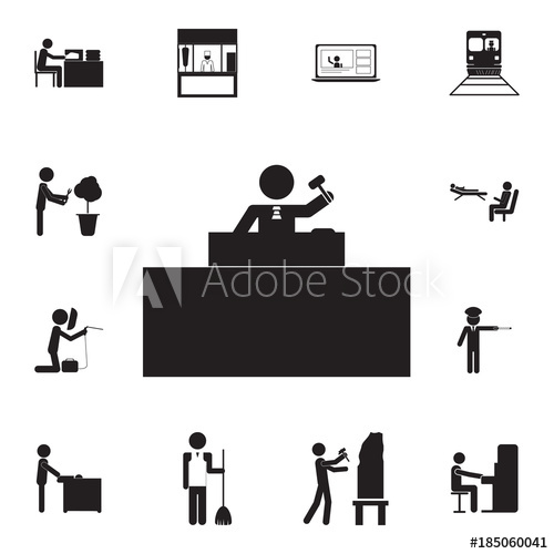 500x500 Judge Decides Fate Icon Set Of Professions Disasters Icons Signs