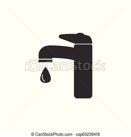 450x470 Faucet Icon, Water Tap Sign Vector Illustration Flat Design