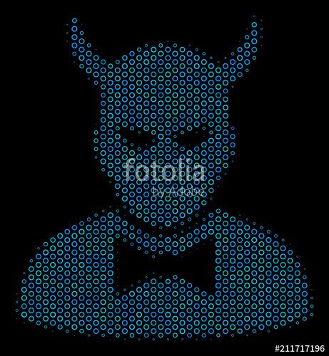 461x500 Halftone Devil Composition Icon Of Spheres In Blue Color Tones