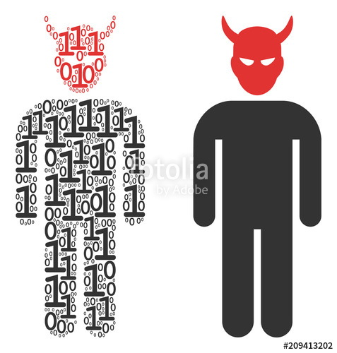 477x500 Daemon Composition Icon Of Binary Digits In Different Sizes