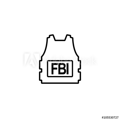 500x500 Security Set Bulletproof Vest Fbi Line Icon