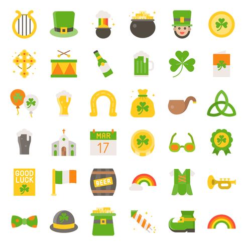 490x490 Feast Of Saint Patrick Vector Set, Flat Icon