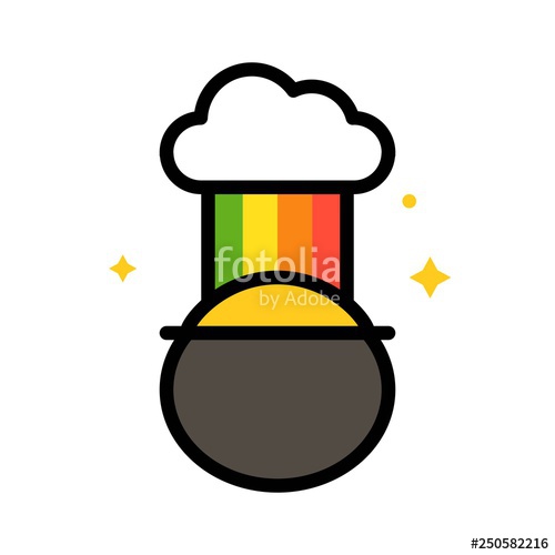 500x500 Pot Of Gold With Rainbow Vector, Feast Of Saint Patrick Filled