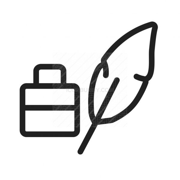 Feather Quill Line Icon 600x600 Feather Quill Line Icon