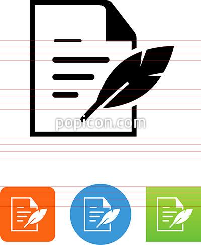 Document With Quill Pen Icon 400x487 Document With Quill Pen Icon