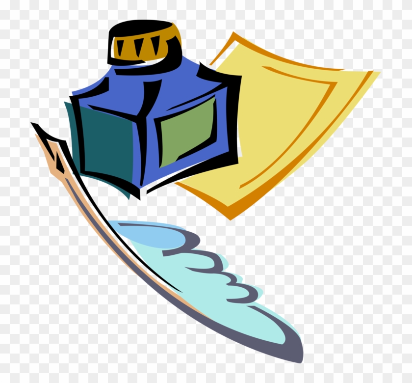840x780 Vector Illustration Of Ink With Feather Quill Pen