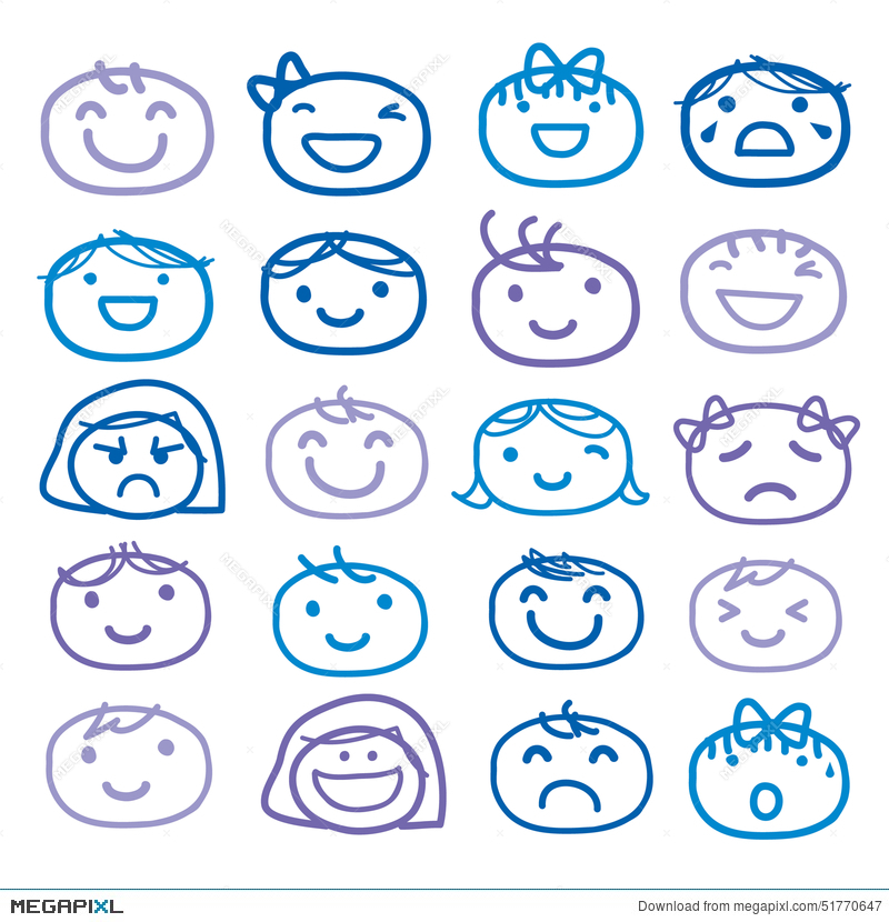 800x830 Face Kids Draw Emotion Feeling Icon Cute Cartoon Vector Design