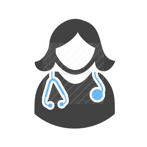 600x600 Female Doctor Blue Black Icon