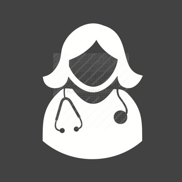 600x600 Female Doctor Glyph Inverted Icon