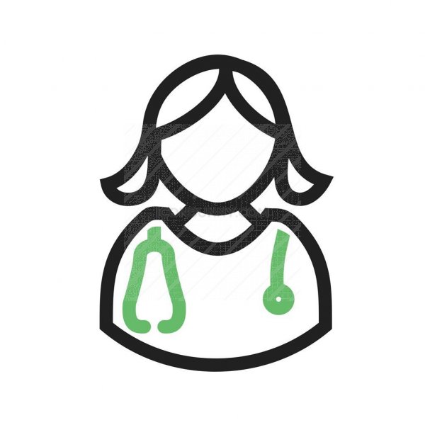600x600 Female Doctor Line Green Black Icon