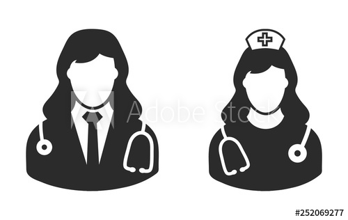500x316 Female Doctor And Nurse Icon Flat Style Vector