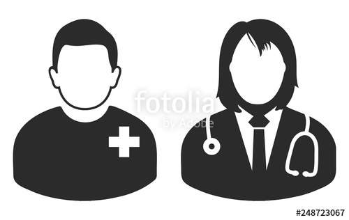500x316 Male Patient And Female Doctor Icon Flat Style Vector Stock