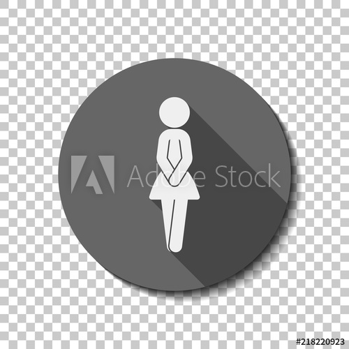 500x500 Female Silhouette, Woman Icon Flat Icon, Long Shadow, Circle, T