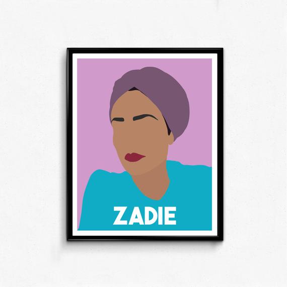 570x570 Zadie Smith Feminist Icon Portrait Minimalist Feminist Art Etsy