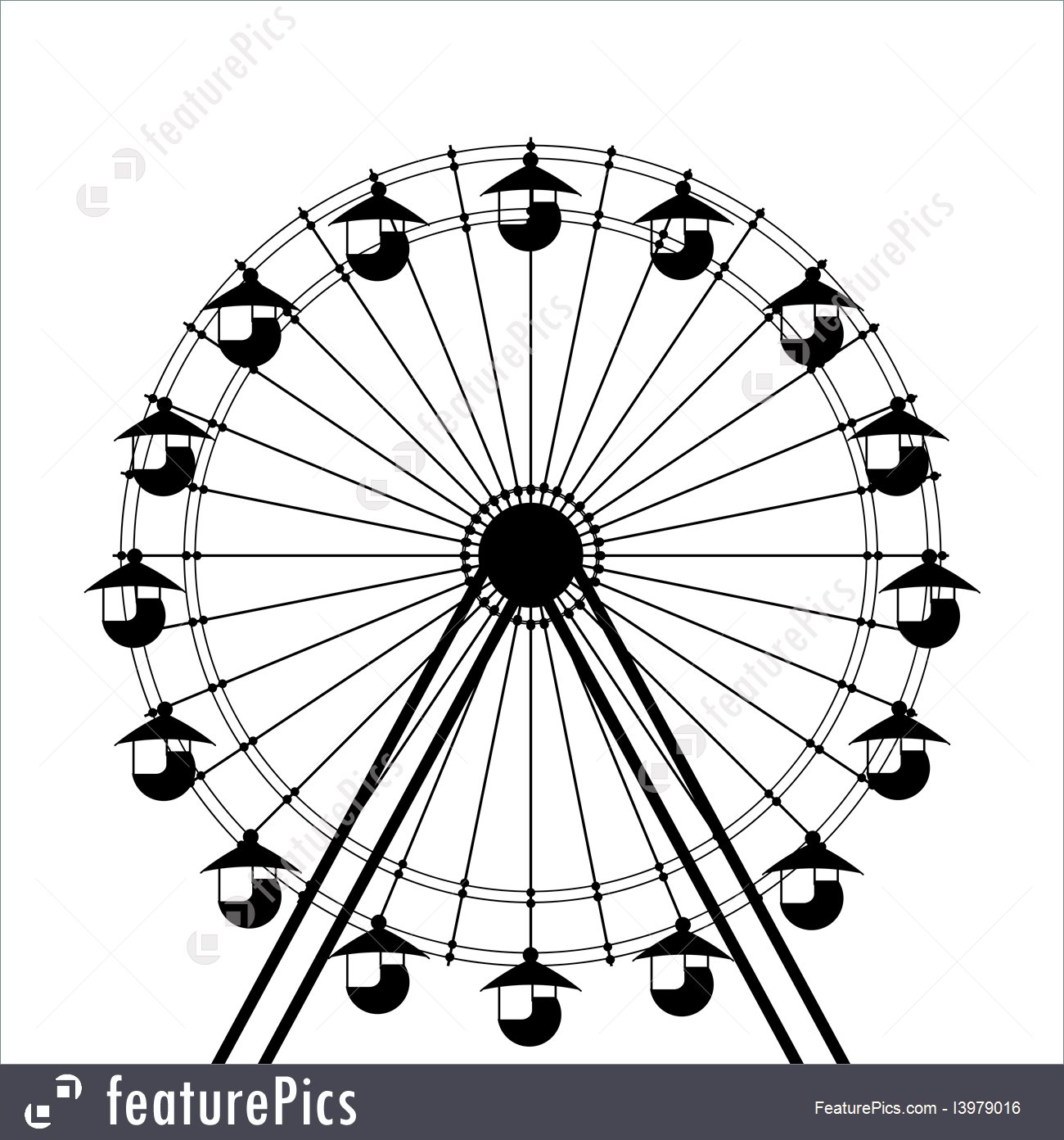 1300x1392 Ferris Wheel Icon Illustration