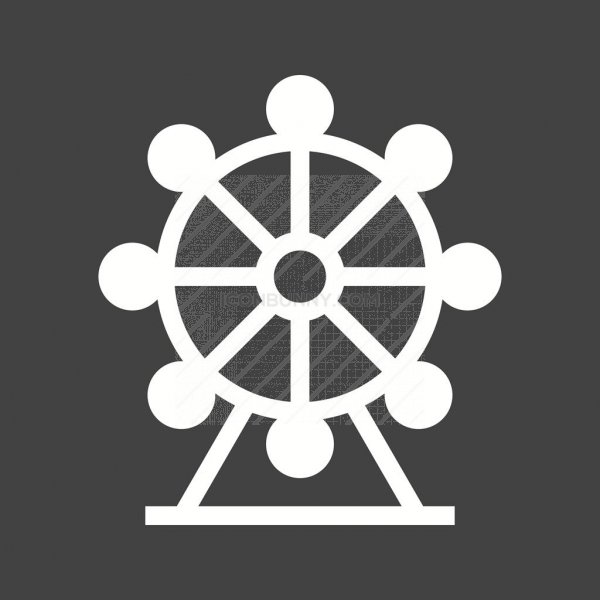 600x600 Ferris Wheel Glyph Inverted Icon