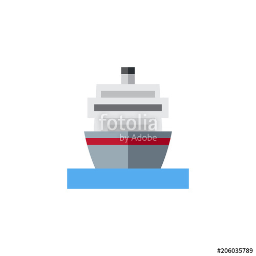 500x500 Ship, Ferry Boat On Water Front View Vector Illustration Flat Icon