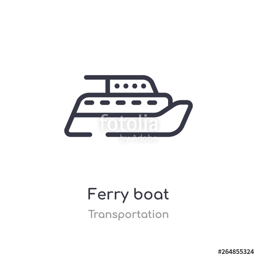 500x500 Ferry Boat Outline Icon Isolated Line Vector Illustration