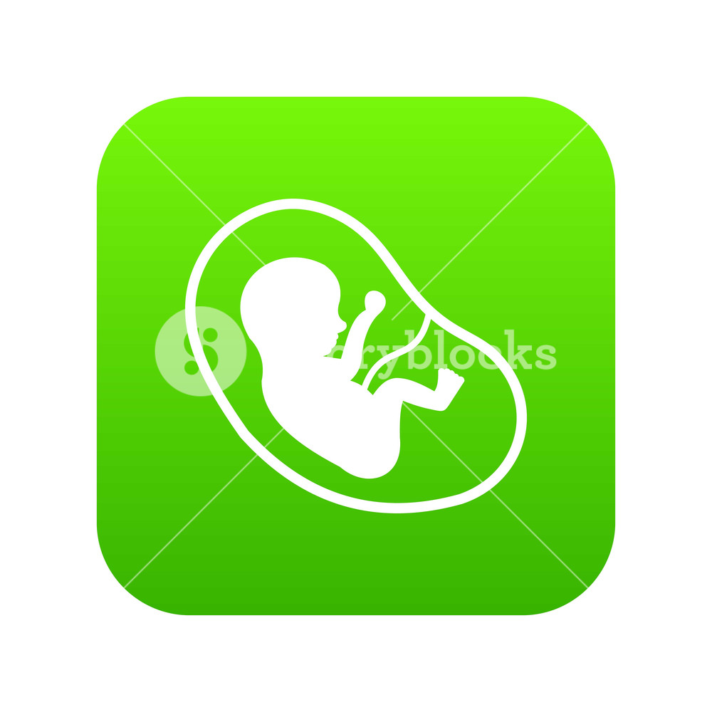 1000x1000 Fetus Icon Digital Green For Any Design Isolated On White Vector