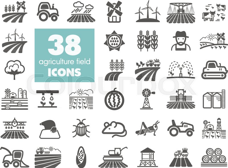 800x589 Farm Field Icon Agriculture Sign Stock Vector Colourbox
