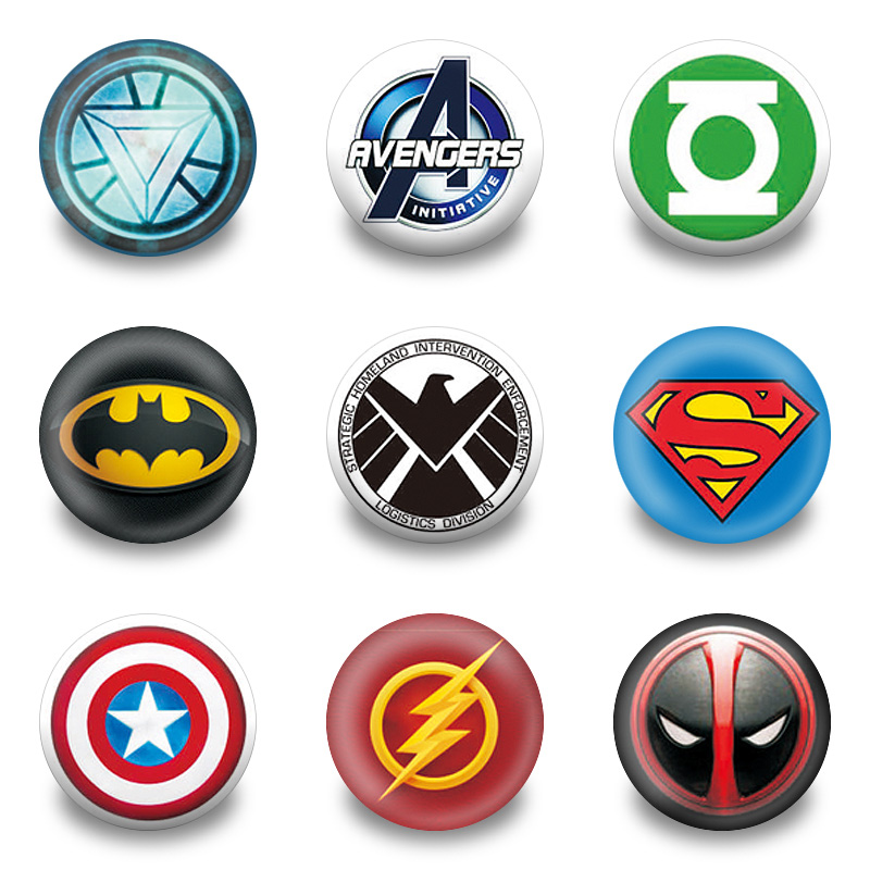 800x800 Superhero Avenger Symbol Cartoon Figure Icon Buttons Pin