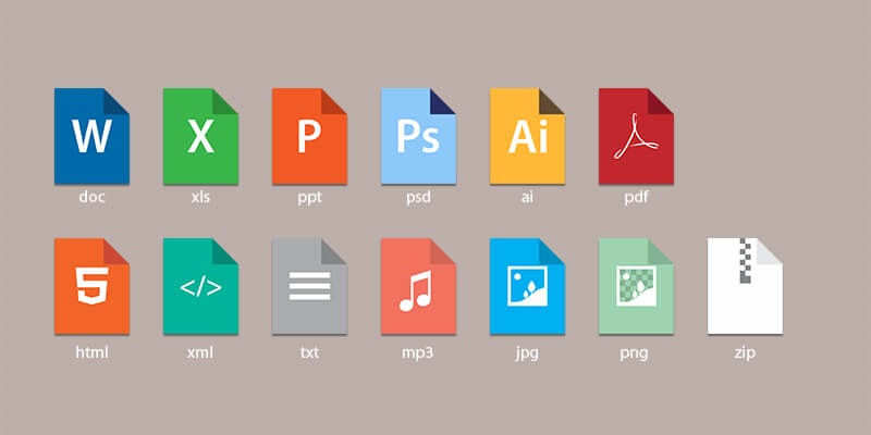 800x400 Flat Types Icon Set Bypeople