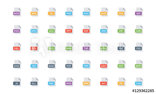 500x300 Type Flat Style Icon Set