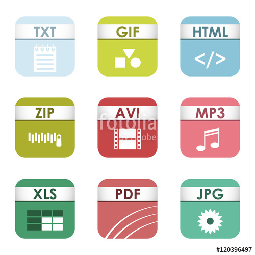 500x500 Simple Vector Square Types And Formats Labels Icon Set
