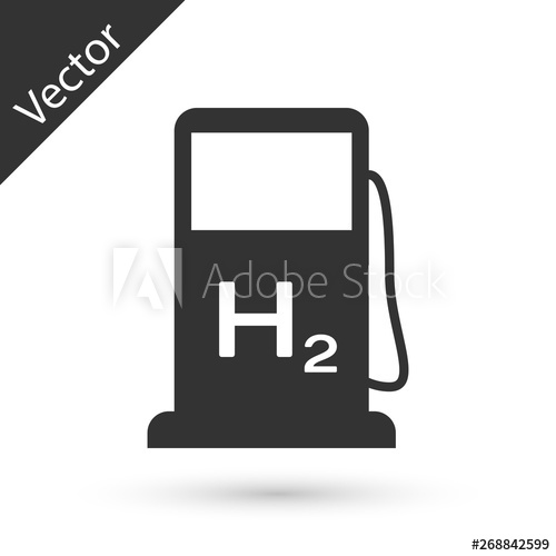500x500 Grey Hydrogen Filling Station Icon Isolated On White Background