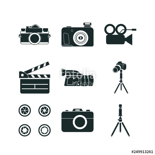 500x500 Film Icon Set Photo Camera Icon And Clapperboard Icon Vector